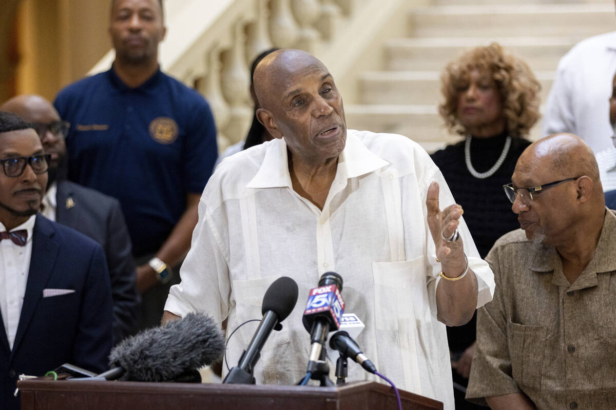 Gerald Durley, pastor emeritus of Providence Missionary Baptist Church, speaks at a press confe ...