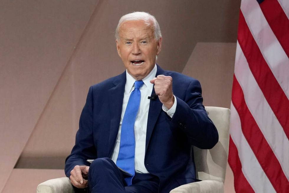 President Joe Biden speaks during a meeting with Ukraine's President Volodymyr Zelenskyy on the ...