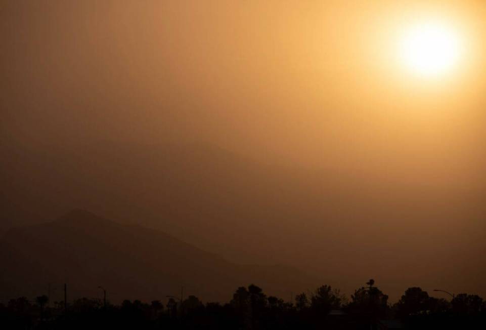 Dust is blown into the sky, obstructing the view of the Spring Mountains, during a haboob, Frid ...