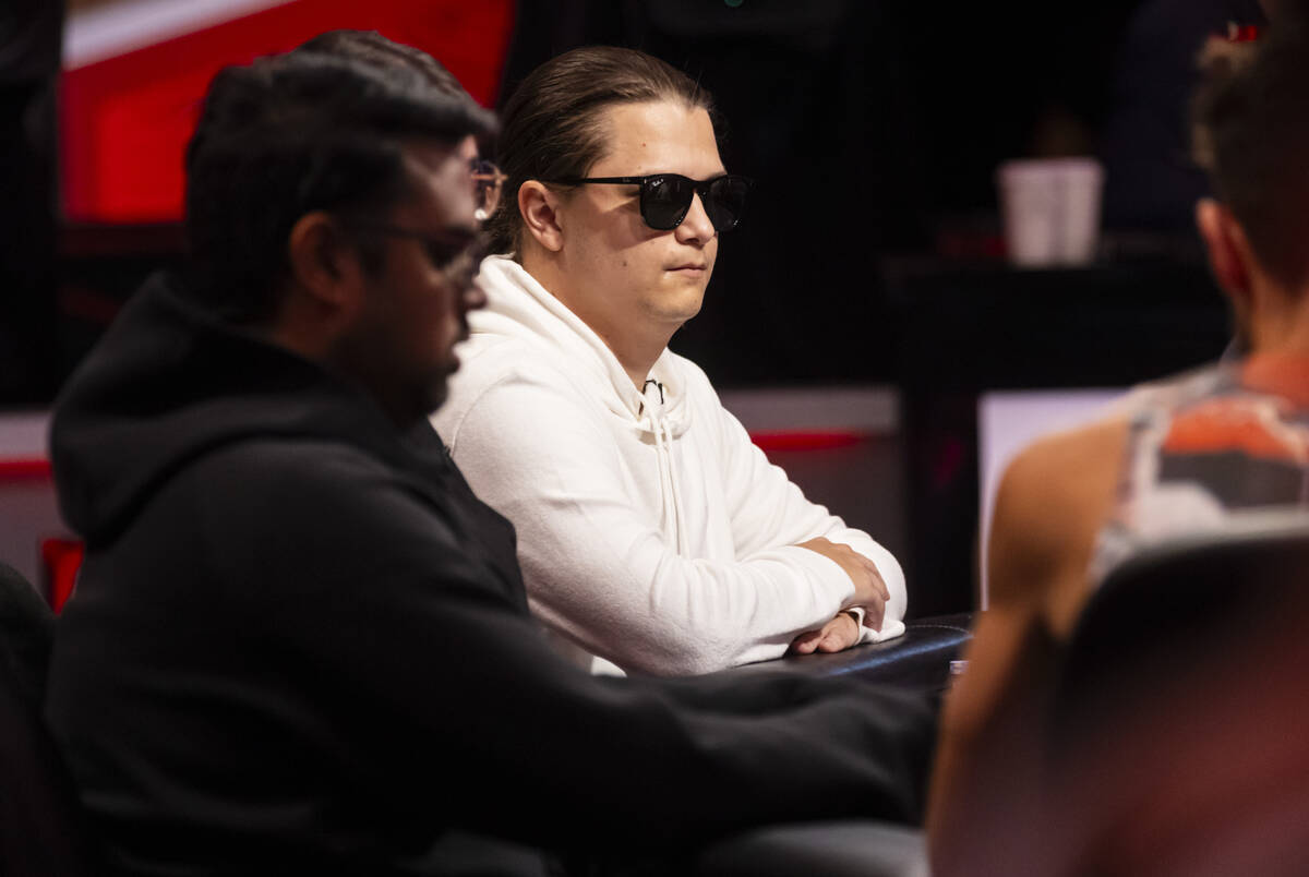 Niklas Astedt, of Sweden, plays in the final two tables of the World Series of Poker Main Event ...
