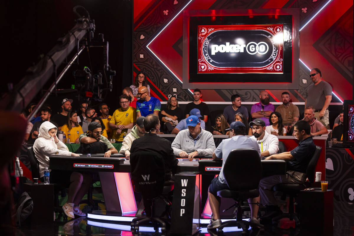 Players compete as the final two tables of the World Series of Poker Main Event narrow down at ...