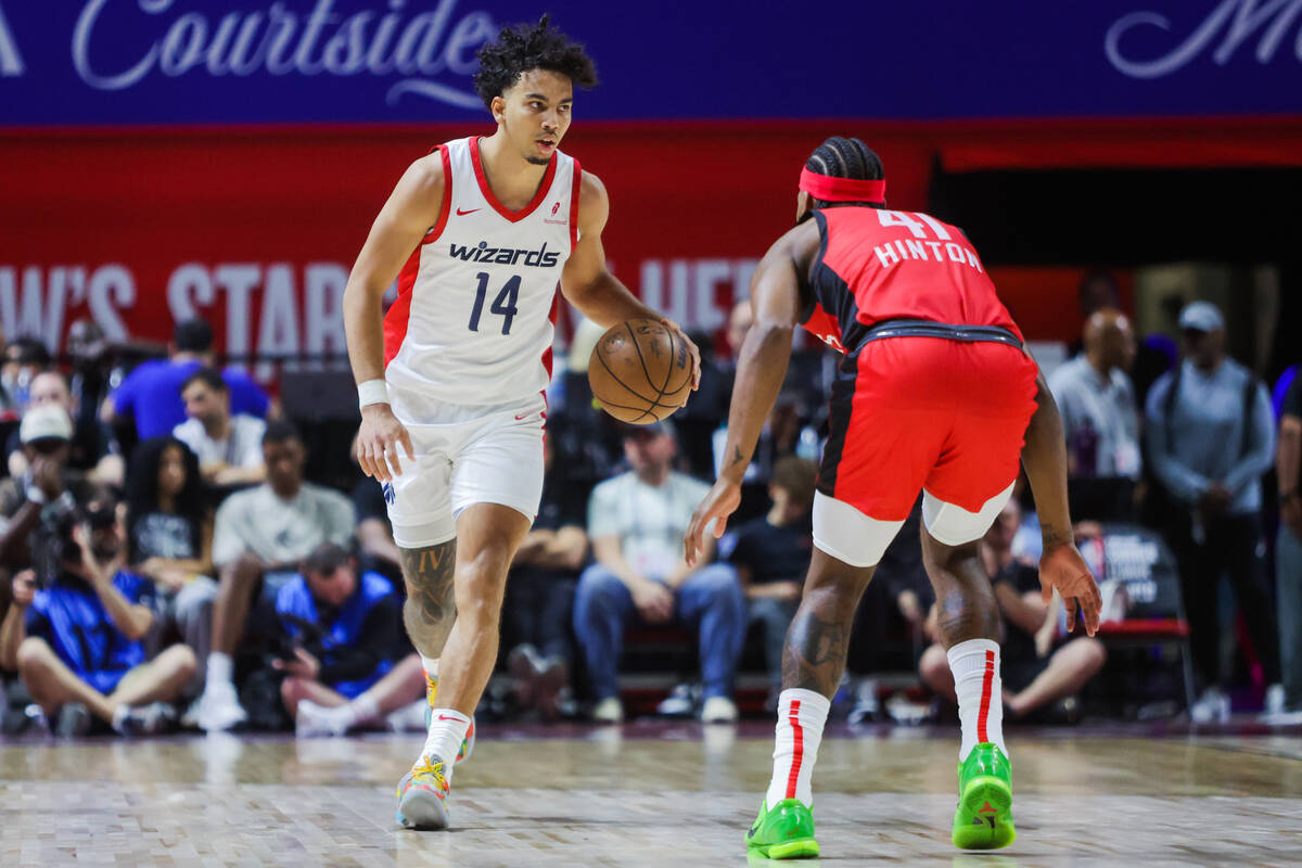 Washington Wizards guard Jules Bernard (14) dribbles the ball down the court during an NBA Summ ...