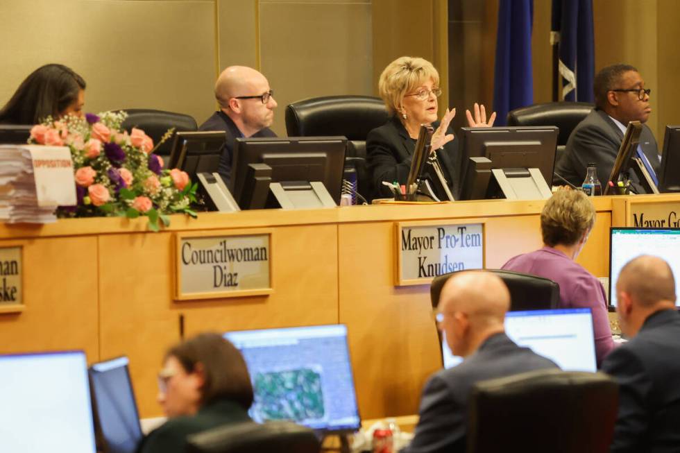 Las Vegas Mayor Carolyn Goodman speaks in the Las Vegas City Council chambers at City Hall on S ...