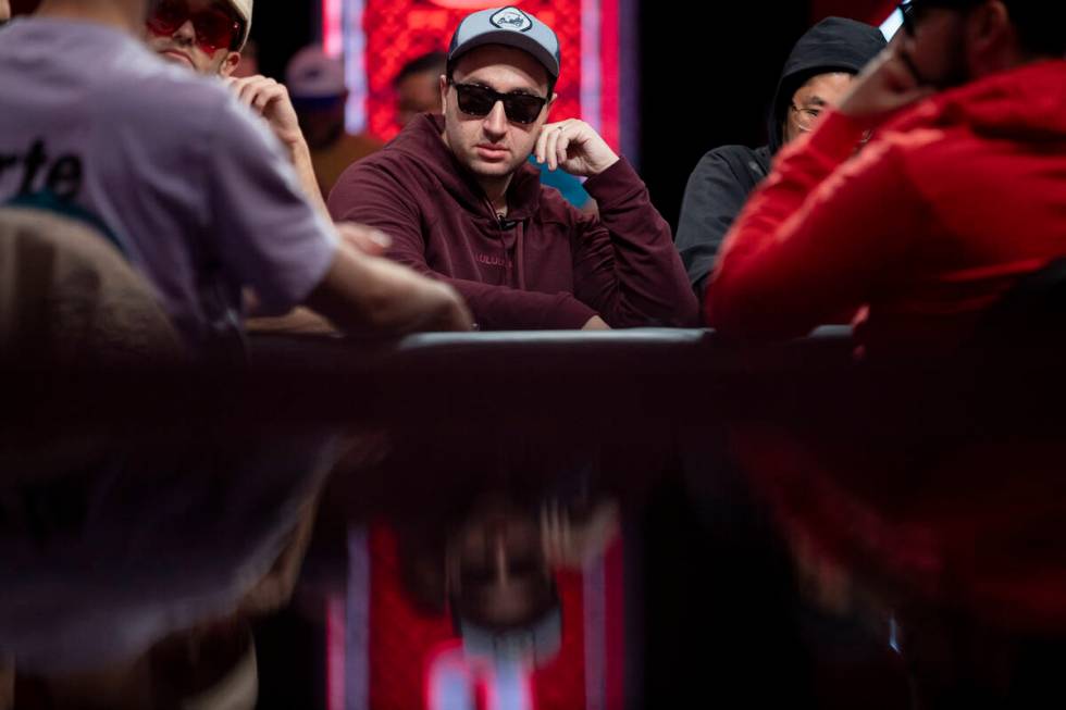 Jordan Griff competes in the final table of the World Series of Poker Main Event at Horseshoe, ...