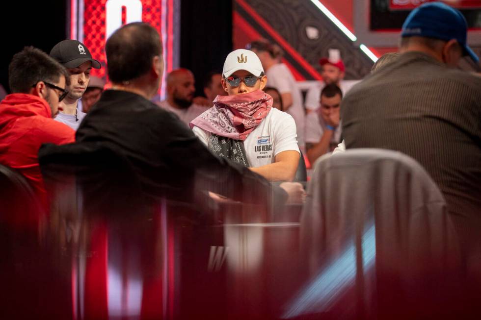 Brian Kim competes in the final table of the World Series of Poker Main Event at Horseshoe, Tue ...