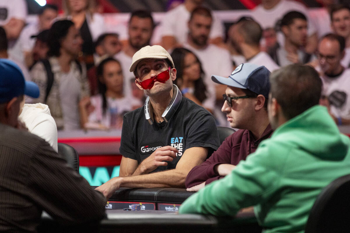 Joe Serock, left, stares at Andres Gonzalez, right, while competing in the final table of the W ...