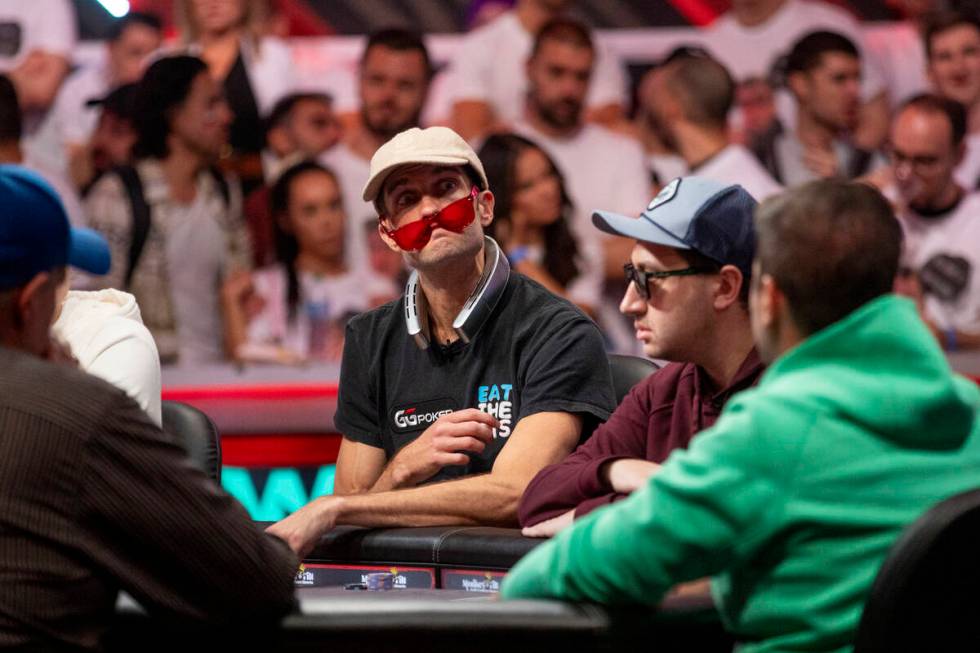 Joe Serock, left, stares at Andres Gonzalez, right, while competing in the final table of the W ...
