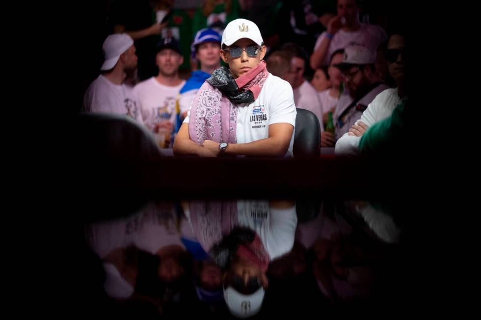 Brian Kim competes in the final table of the World Series of Poker Main Event at Horseshoe, Tue ...