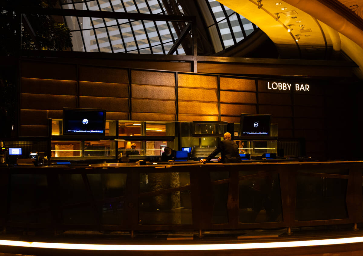 The lobby bar closes during the final night of operations and gaming at The Mirage on Tuesday, ...