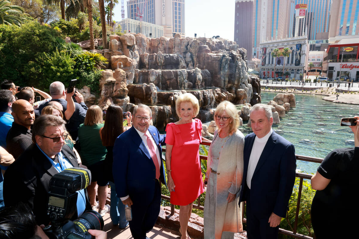 Alan Feldman, former executive with MGM Resorts International, from left, Elaine Wynn, who with ...
