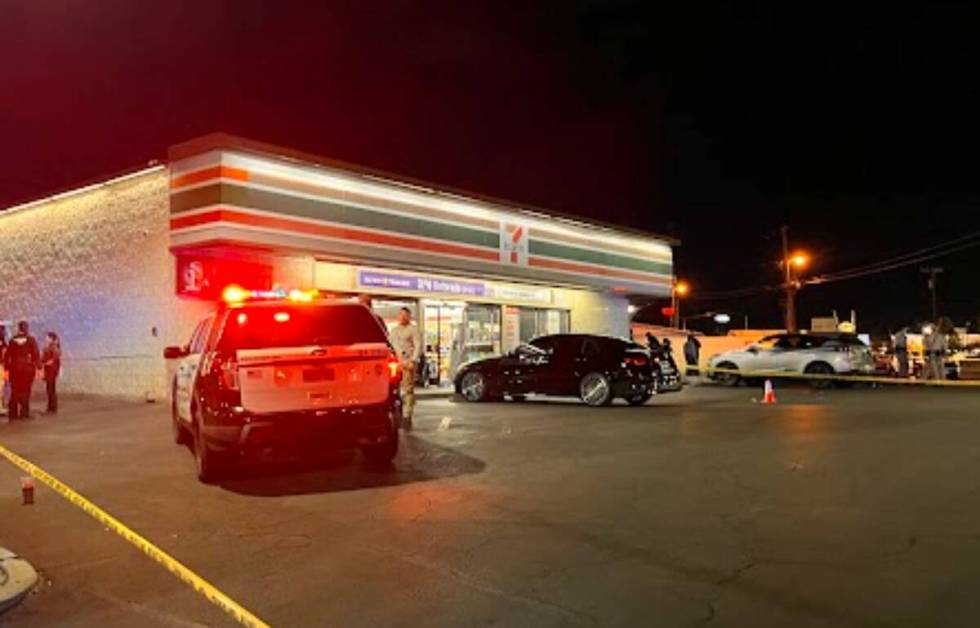 Las Vegas police investigate a fatal stabbing at a 7-Eleven at North Rancho Drive and West Wash ...