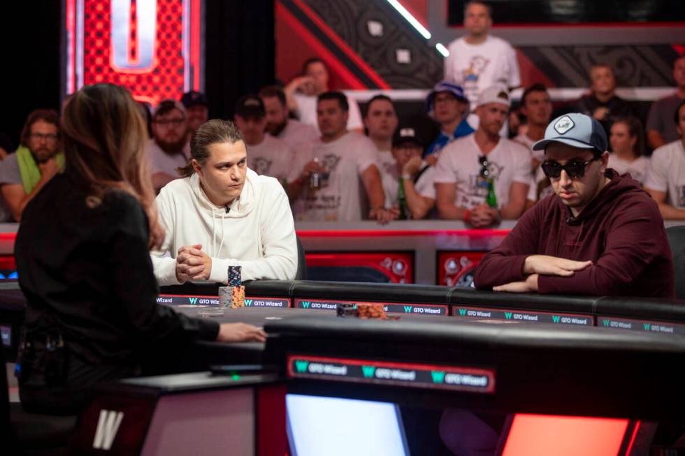 Niklas Astedt, left, stares at Jordan Griff, right, while competing in the final table of the W ...