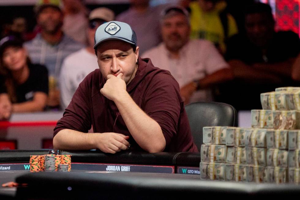 Jordan Griff competes in the final table of the World Series of Poker Main Event at Horseshoe, ...