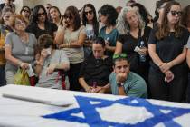 FILE - Mourners attend the funeral of Michel Nisenbaum, who was killed during Hamas' Oct. 7 att ...