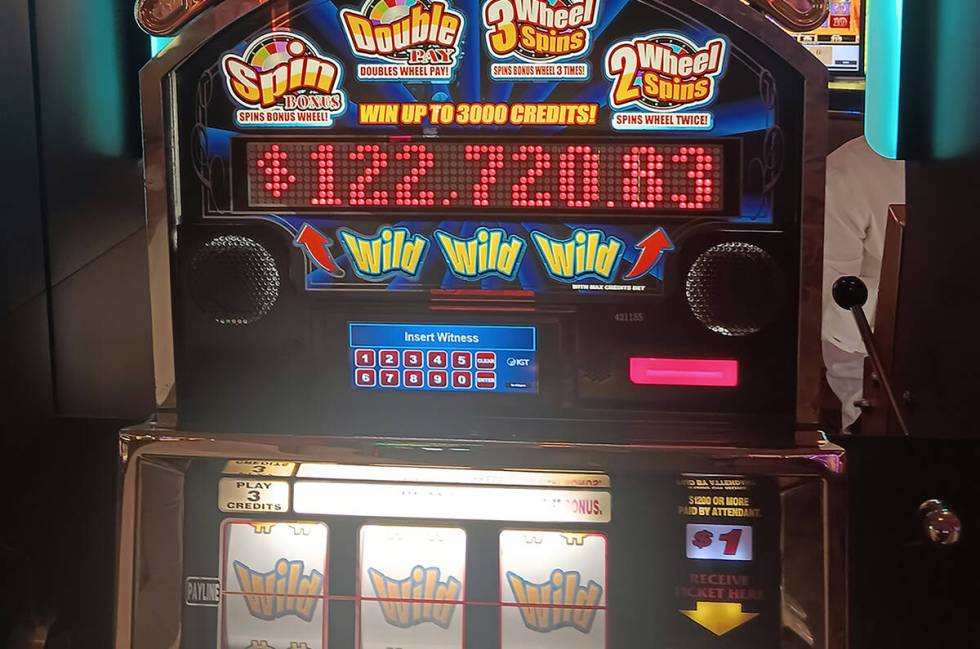 A visitor from Texas wins over $122K on slot machine at Treasure Island on July 16, 2024. (Trea ...
