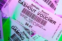 Unredeemed cashout vouchers from Las Vegas casinos on Wednesday, Aug. 17, 2022, in Las Vegas.  ...