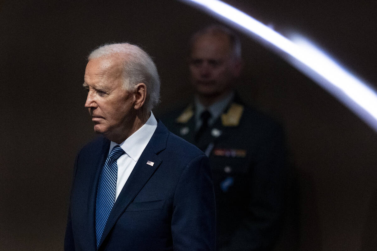 FILE - President Joe Biden arrives for the NATO summit in Washington, July 10, 2024. Biden drop ...