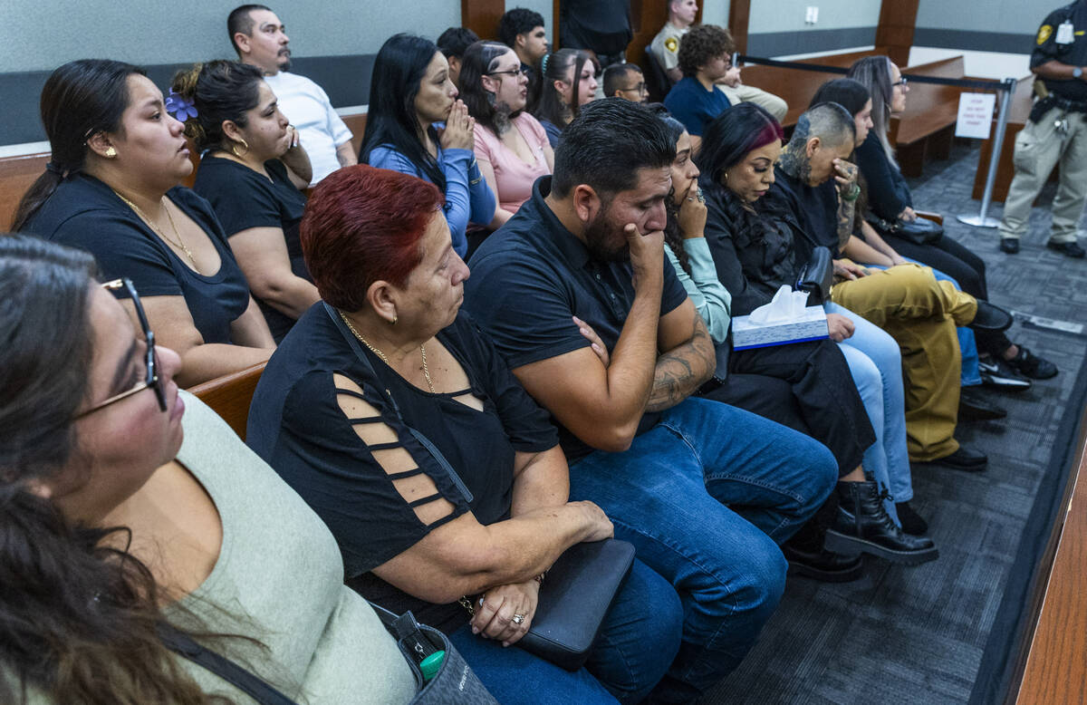 Family members are upset as they listen to the sentencing for Jessie Rios and Adrian Rios durin ...