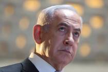 Israeli Prime Minister Benjamin Netanyahu attends a memorial ceremony for Israeli soldiers who ...