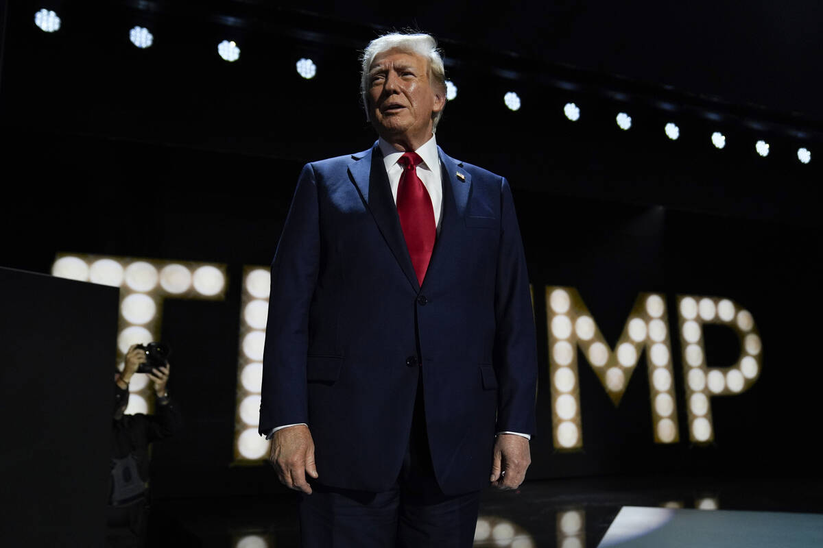 Republican presidential candidate former President Donald Trump is introduced during the final ...