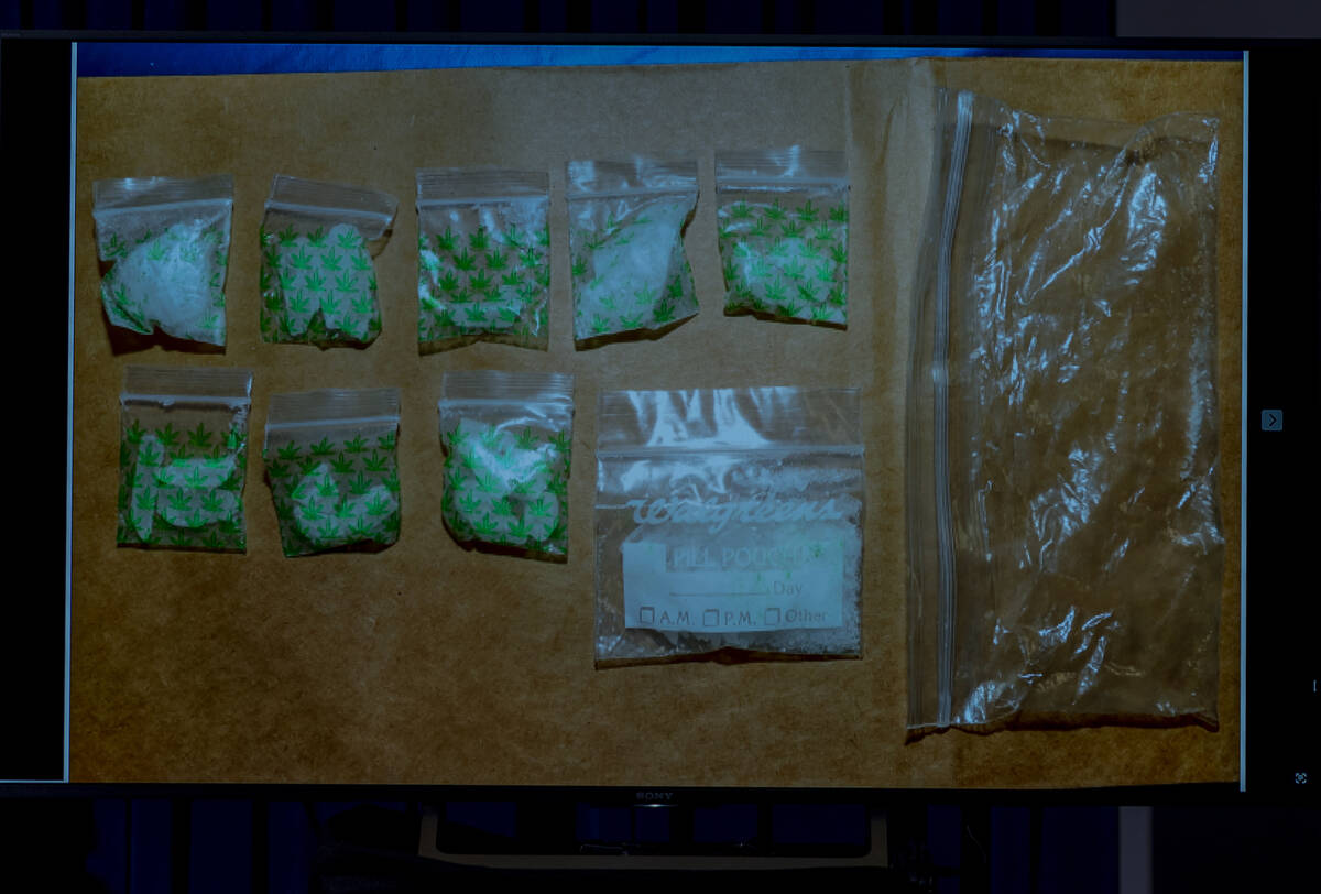 Bags of methamphetamine taken by Metro from a subject's vehicle are shown on a screen Friday, J ...