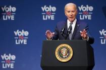 President Joe Biden speaks during a campaign event at the College of Southern Nevada on Tuesday ...