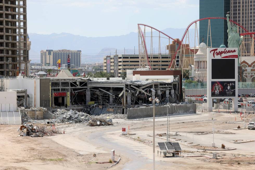 The Tropicana is seen in the process of demolition on the Strip in Las Vegas Monday, July 22, 2 ...