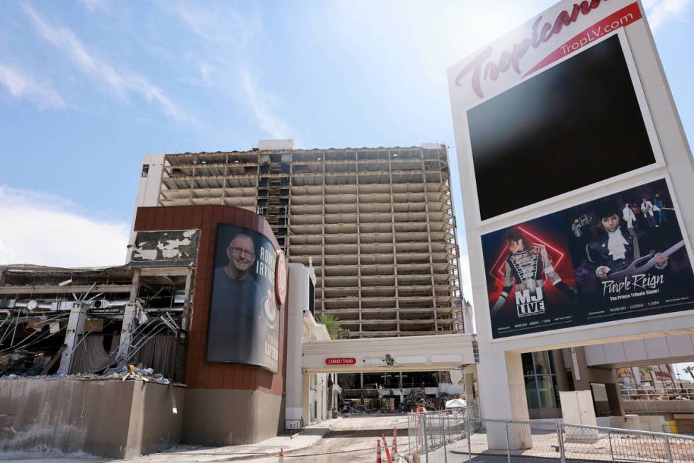 The Tropicana is seen in the process of demolition on the Strip in Las Vegas Monday, July 22, 2 ...