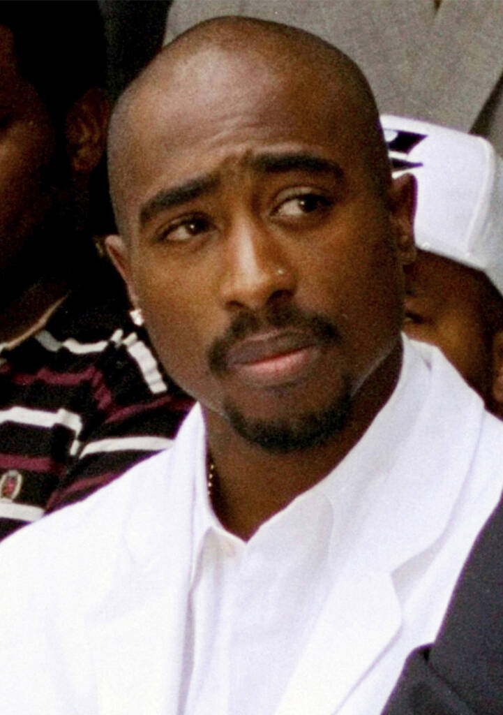 Rapper Tupac Shakur attends a voter registration event in South Central Los Angeles, Aug. 15, 1 ...