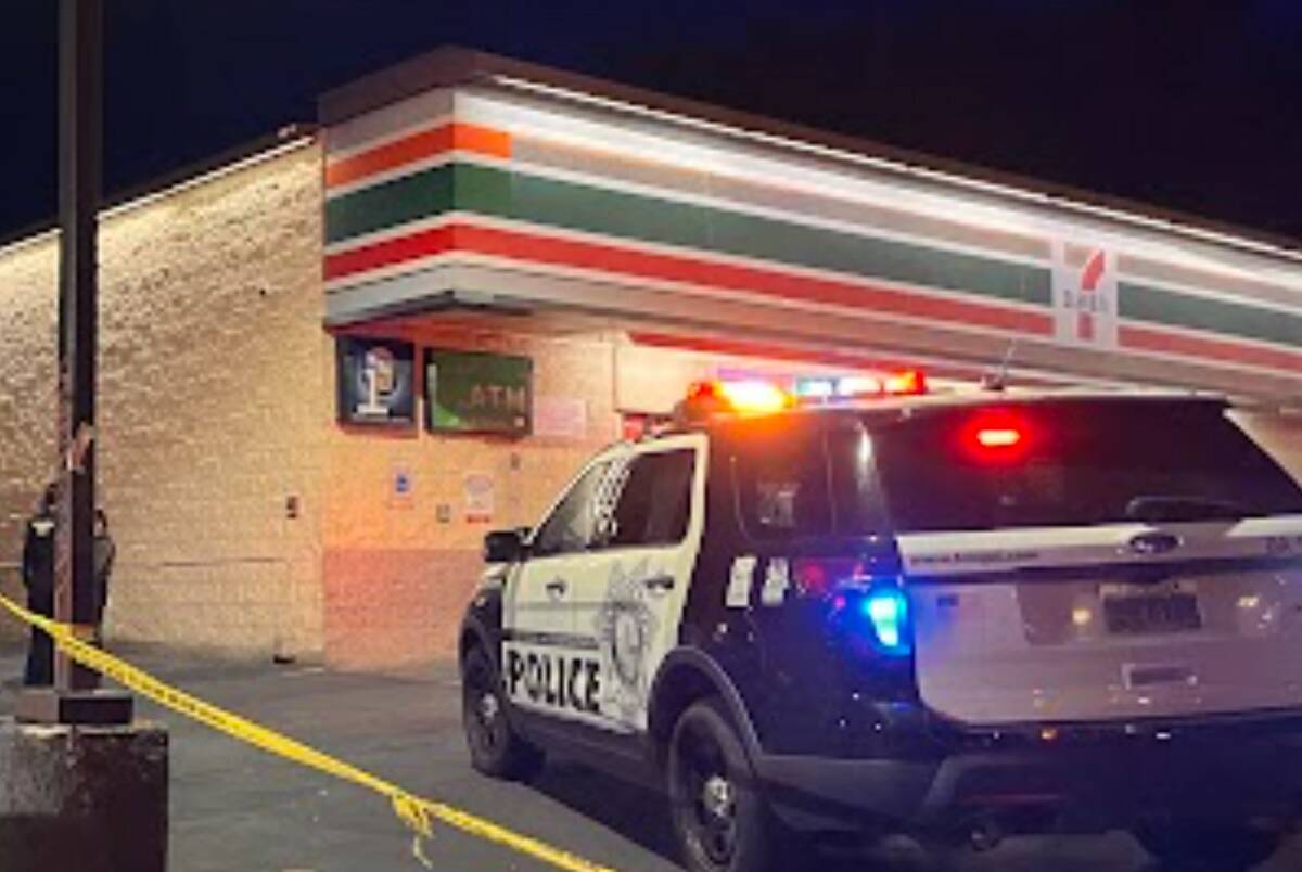 Las Vegas police investigate a fatal stabbing at a 7-Eleven at North Rancho Drive and West Wash ...