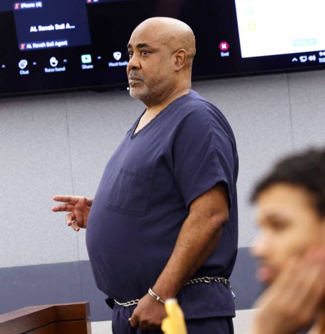 Duane “Keffe D” Davis speaks during a hearing to reconsider his bond Tuesday, Jul ...