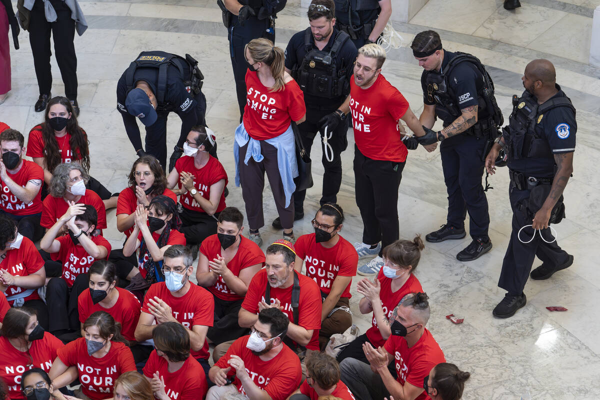 U.S. Capitol Police detain demonstrators protesting against the military policies of Israel a d ...