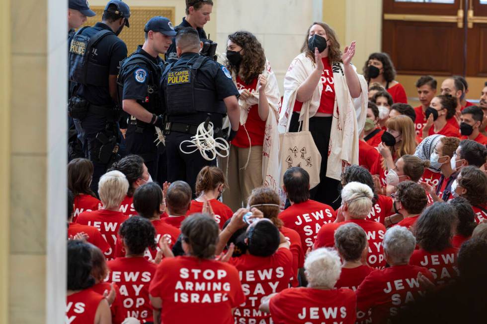 Demonstrators protest against the military policies of Israel a day before a visit by Israeli P ...