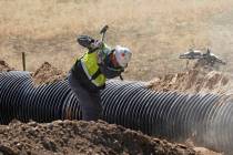 Construction continues at the Lithium Nevada Corp. mine site Thacker Pass project on April 24, ...