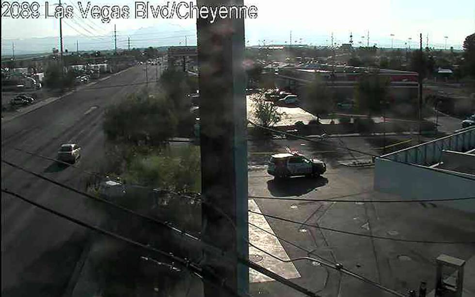 A Metropolitan police unit at the scene of a dead body near Las Vegas Boulevard North and East ...