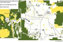 A map of land the federal government controls in the Las Vegas Valley. (Las Vegas Review-Journal)