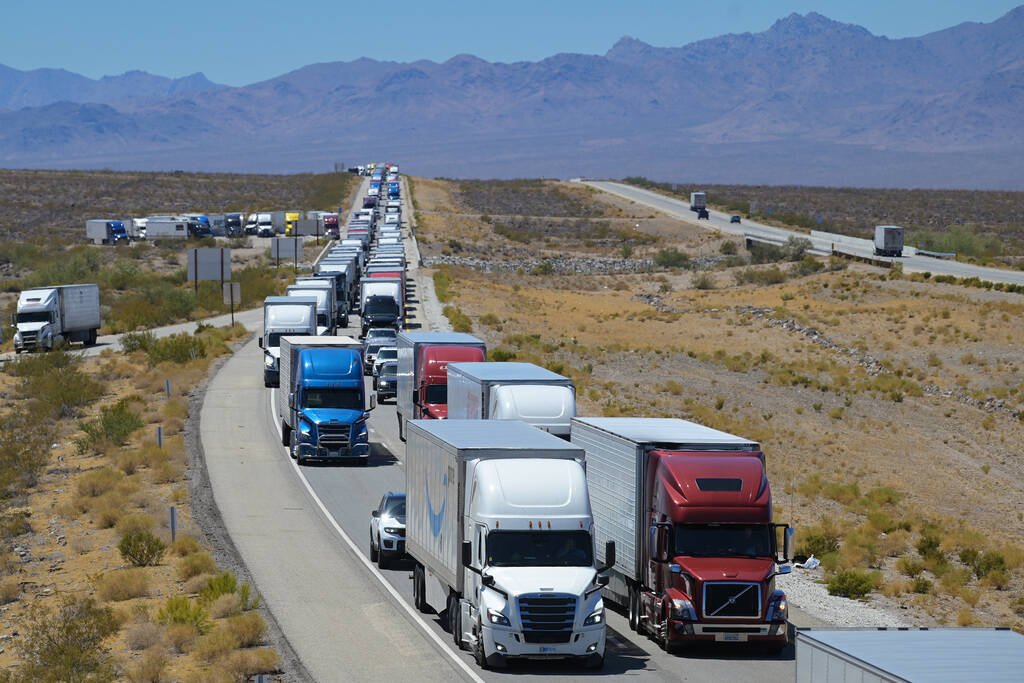 Traffic is seen backed up on eastbound I-40 west of Essex Road in California Saturday, July 27, ...