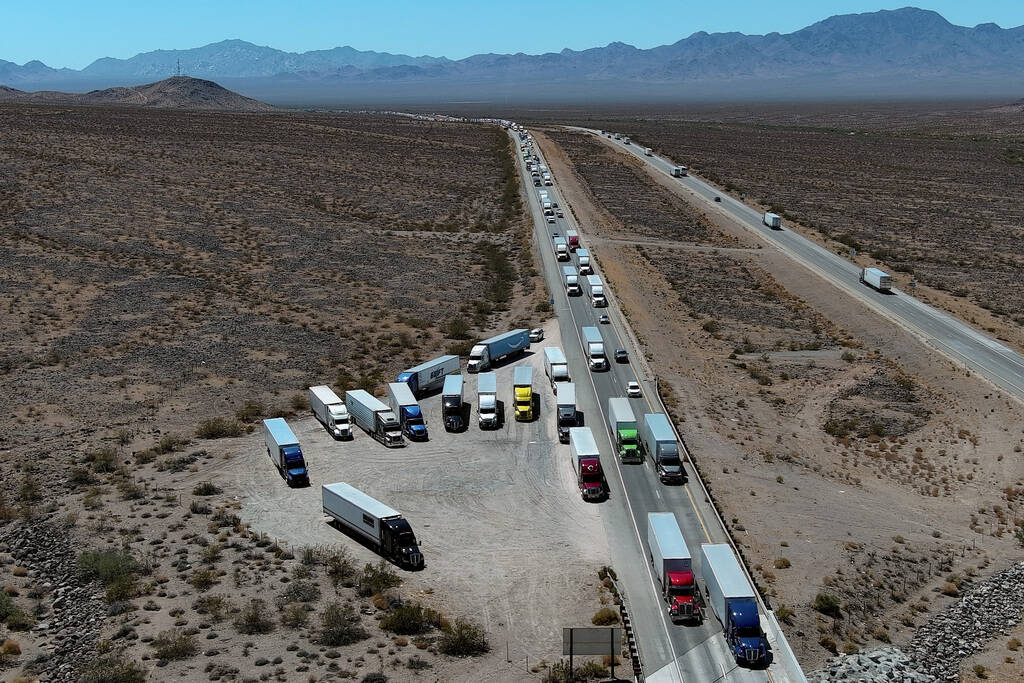 Traffic is seen backed up on eastbound I-40 west of Essex Road in California Saturday, July 27, ...