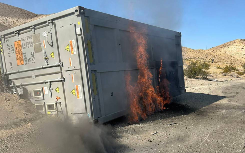 A 30-foot container, known as a conex, is where the lithium ion batteries were stored. (San Ber ...