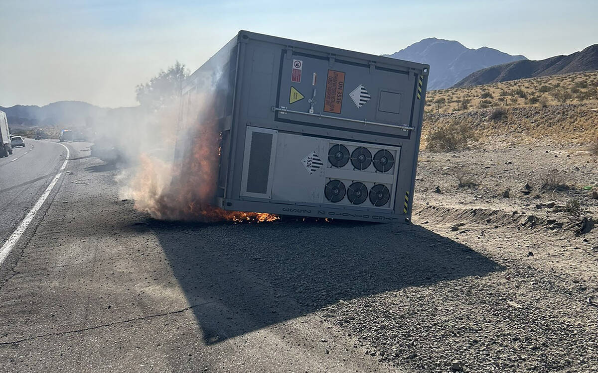 A 30-foot container, known as a conex, is where the lithium ion batteries were stored. (San Ber ...