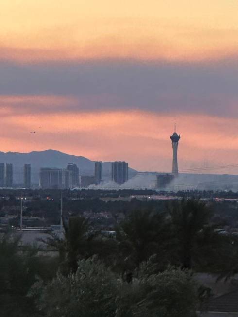 Smoke and flames near Las Vegas Strip on July 28, 2024. (Las Vegas Review-Journal)