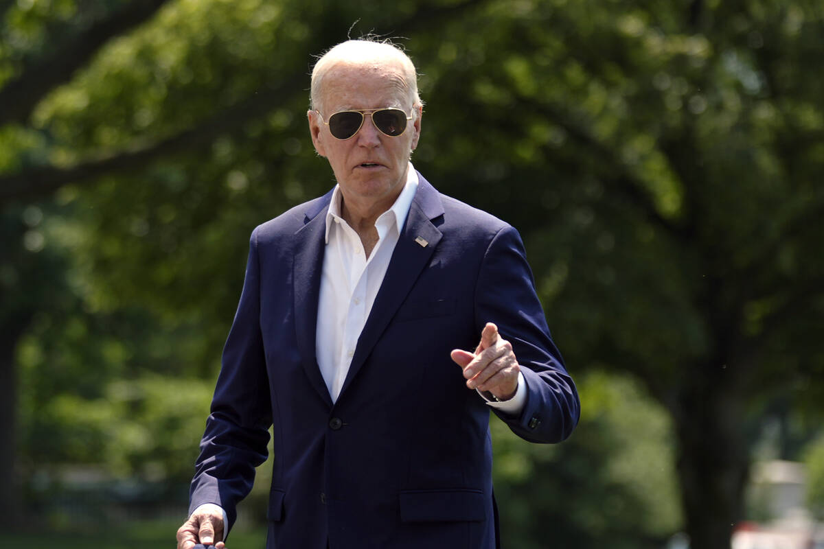 President Joe Biden arrives at the White House from Camp David, Sunday, July 28, 2024. (AP Phot ...