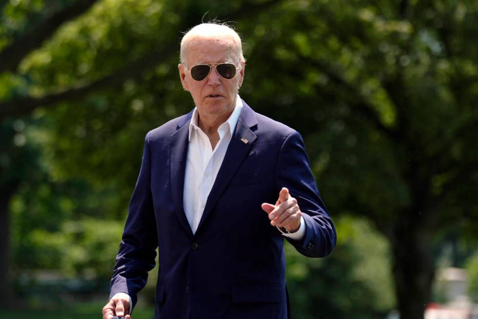 President Joe Biden arrives at the White House from Camp David, Sunday, July 28, 2024. (AP Phot ...