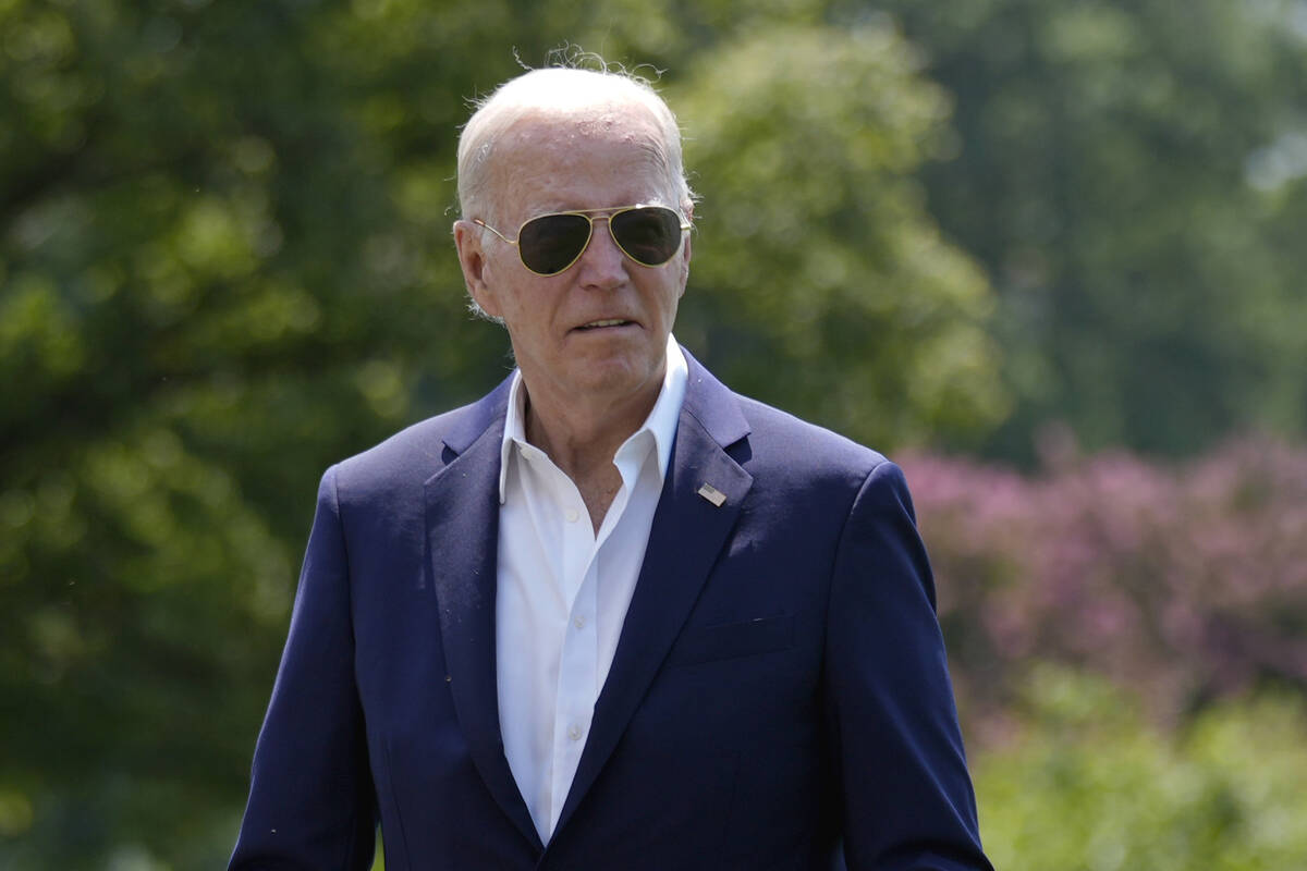 President Joe Biden arrives at the White House from Camp David, Sunday, July 28, 2024. (AP Phot ...