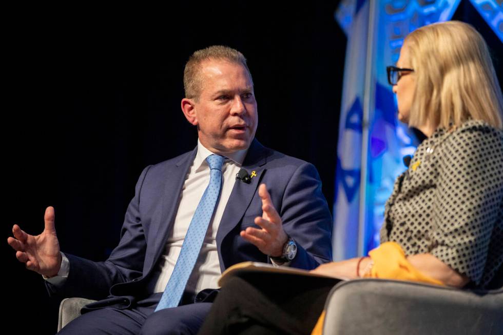 Israeli Ambassador to the United Nations Gilad Erdan, left, and National President of Hadassah ...