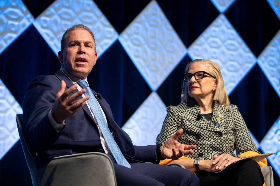 Israeli Ambassador to the United Nations Gilad Erdan, left, and National President of Hadassah ...