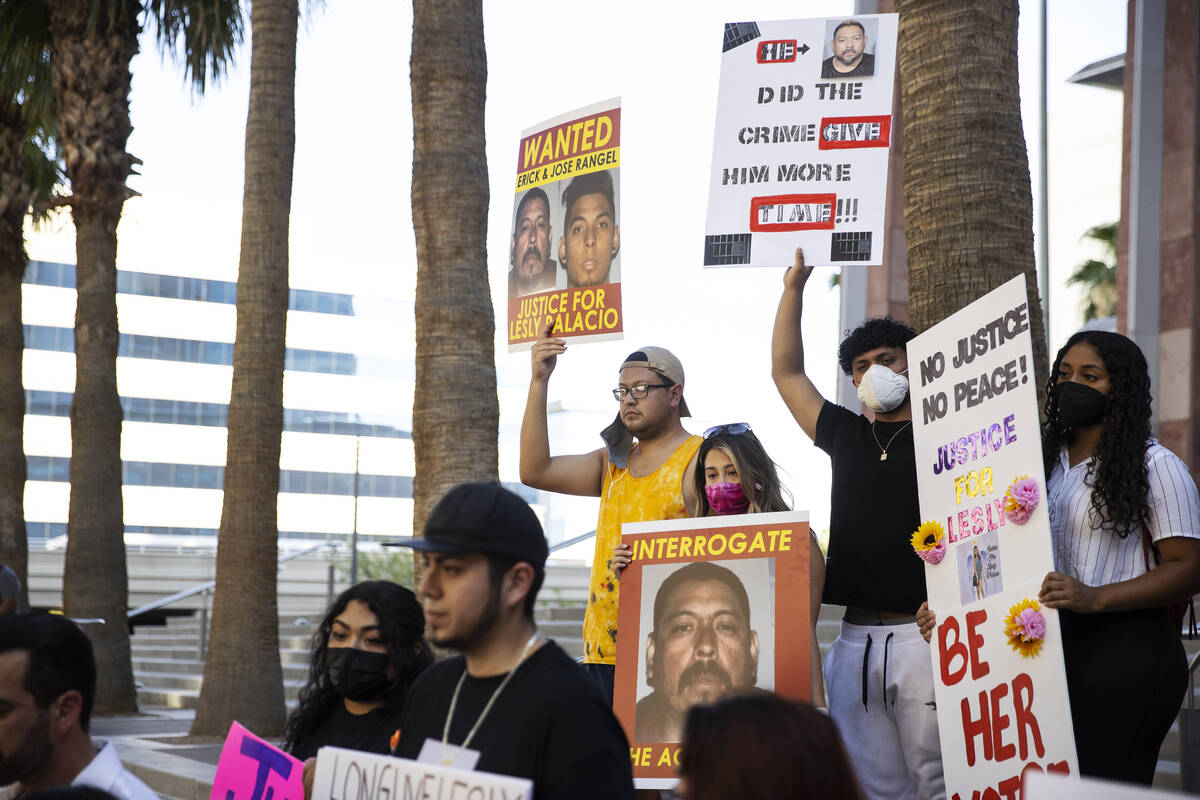 People participate in a protest to call for justice in the Lesly Palacio murder case, at the Re ...