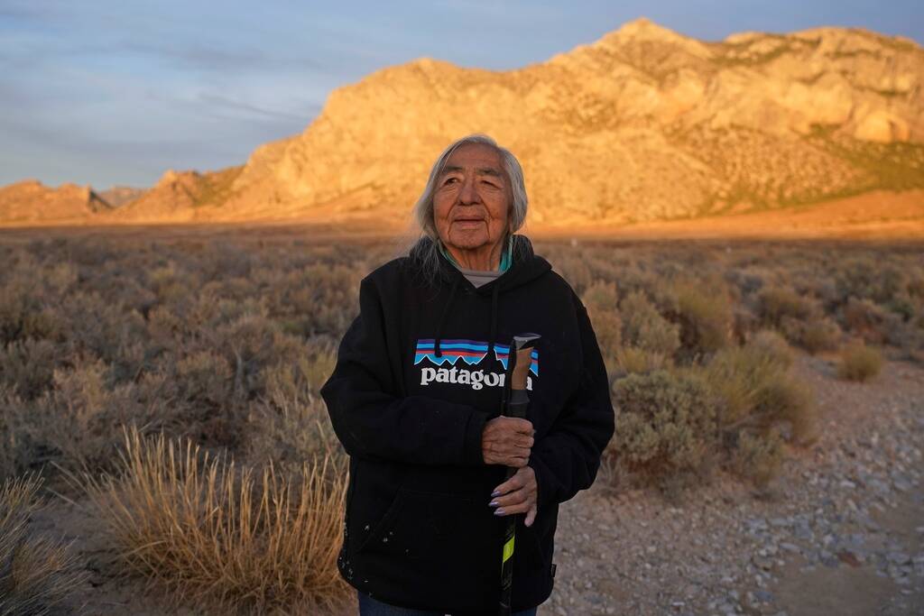 Delaine Spilsbury, an Ely Shoshone elder, poses for a photo on Nov. 11, 2023, in Bahsahwahbee, ...