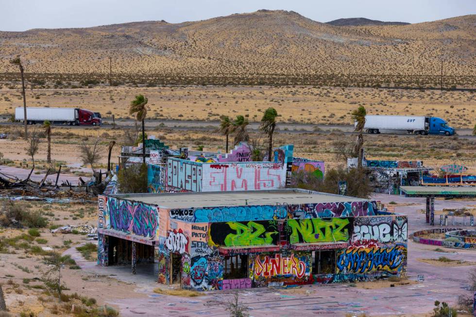 Buildings are heavily damaged and covered in graffiti the former Rock-A-Hoola Water Park on Tue ...