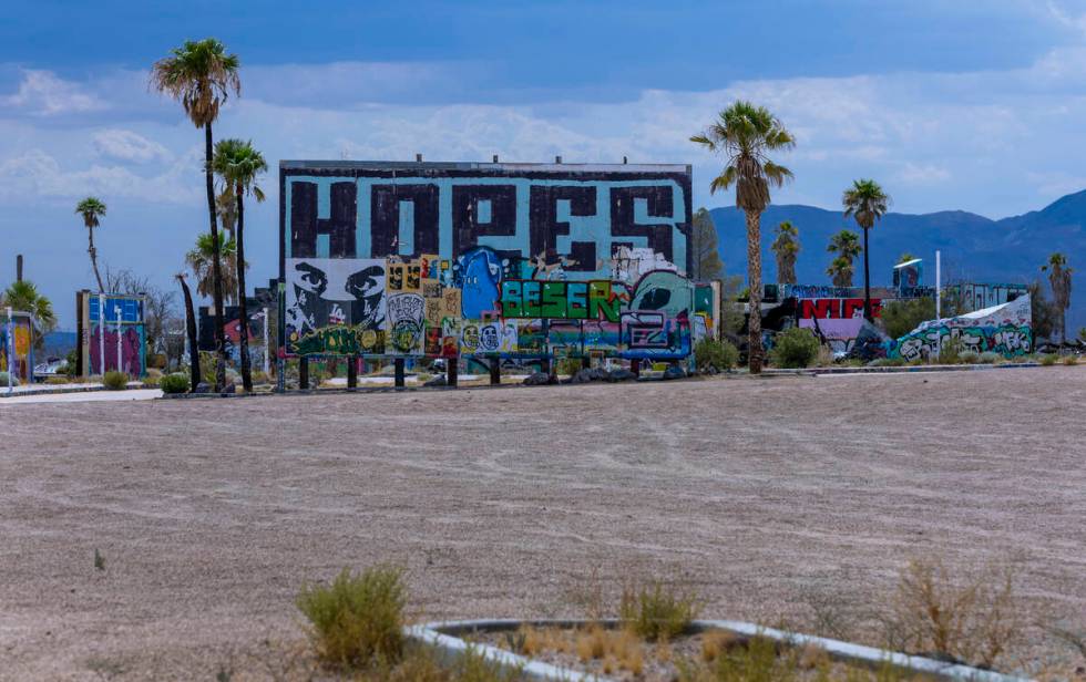 Graffiti covers all signage at the former Rock-A-Hoola Water Park on Tuesday, July 23, 2024, in ...